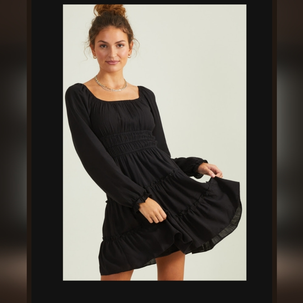 Altar'd State Hailey Tiered Dress Long Sleeve Sz XXL Square Dance Full Skirt